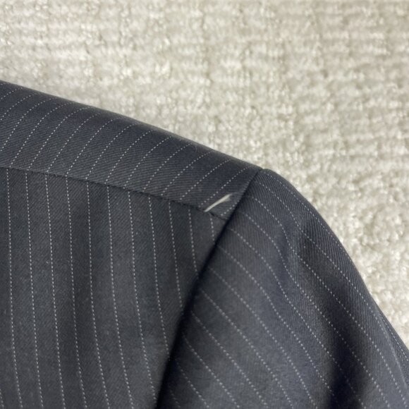 Giorgio Armani Le Collezioni Black Pinstripe Blazer Coat Mens Italy *Read* - Picture 11 of 16